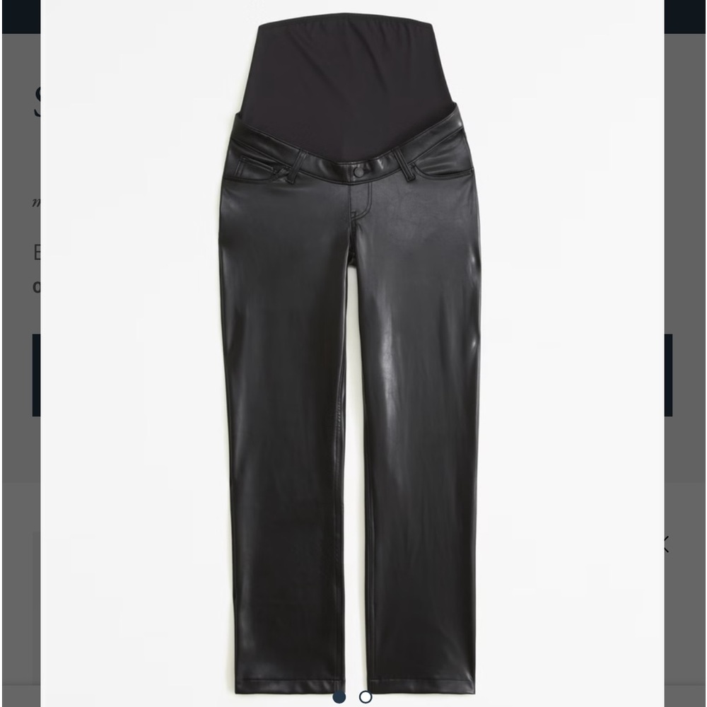 Abercrombie & Fitch maternity vegan leather 90s straight pants NWT